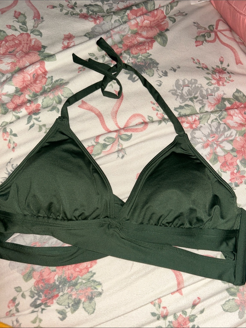 Kona Sol Dark Green Halter Bikini Top
